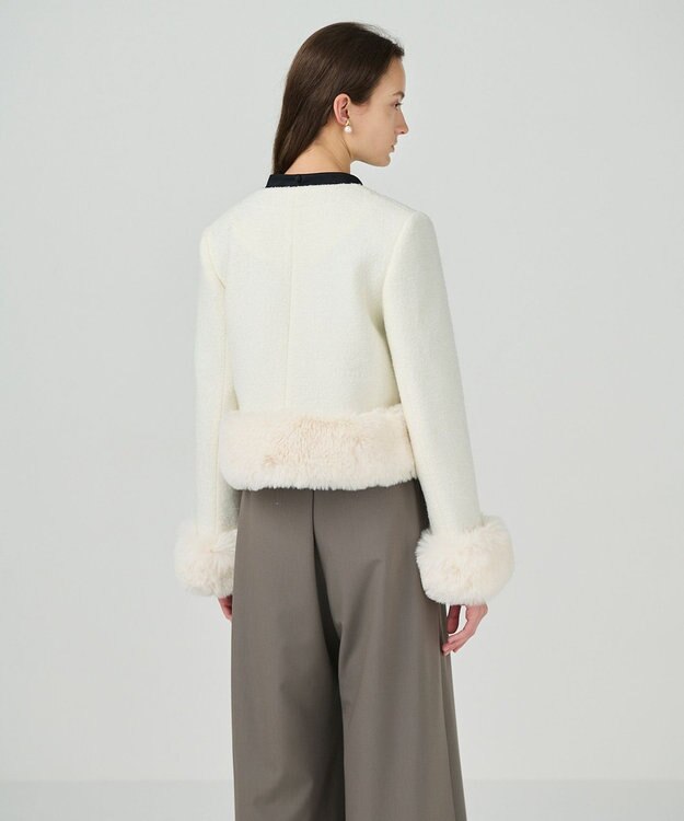 GRACE CONTINENTAL ツイードコンビジャケット ホワイト