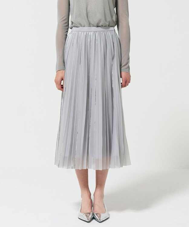 GRACE CONTINENTAL フォイルラインプリーツスカート グレー