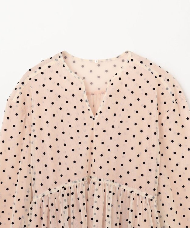 GRACE CONTINENTAL ドットフロッキーチュールトップ キナリ