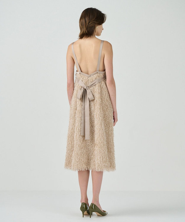 GRACE CONTINENTAL フェザーコンビキャミドレス ベージュ