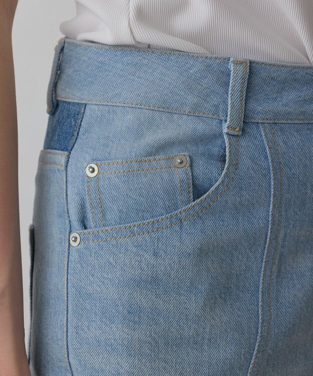 GRACE CONTINENTAL パッチワークデニムパンツ ブルー