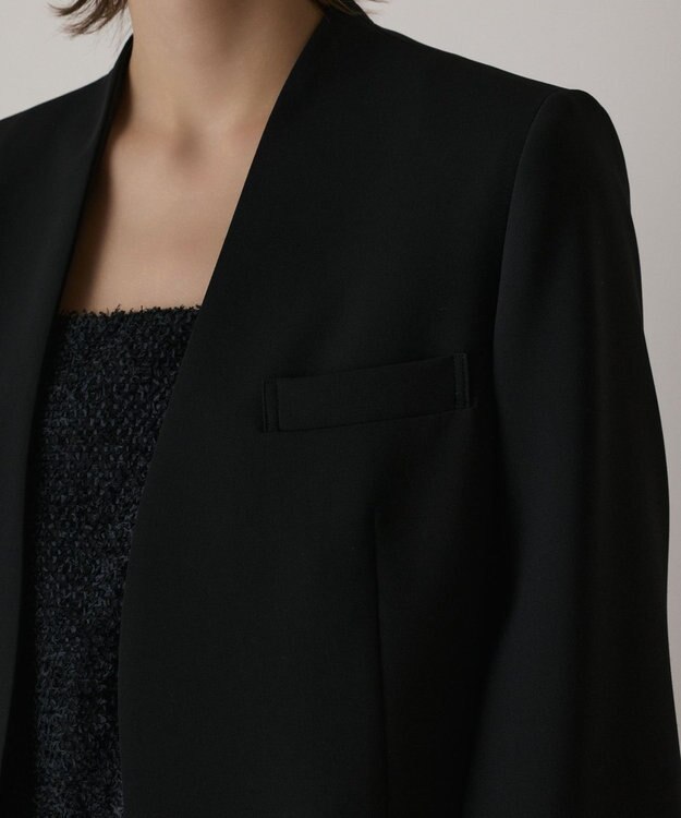 GRACE CONTINENTAL ダブルクロスノーカラージャケット ブラック