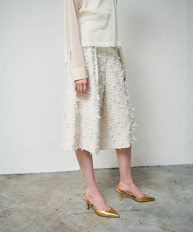 GRACE CONTINENTAL リボンヤーンフレアパンツ キナリ