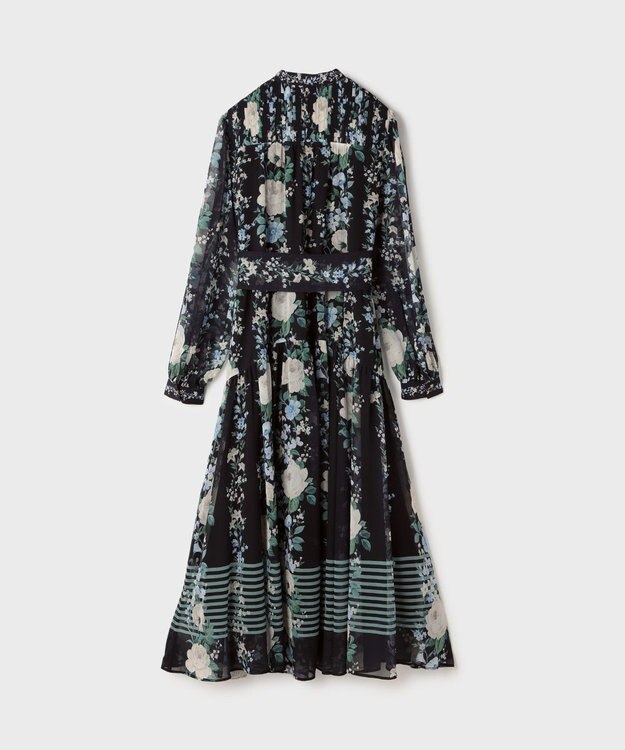 GRACE CONTINENTAL フラワープリントティアードワンピース ブラック