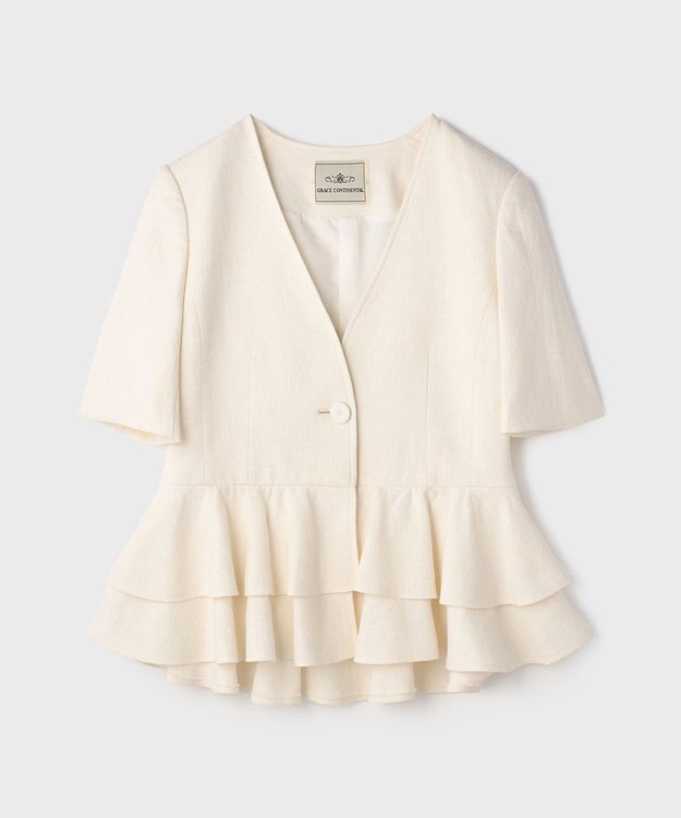 GRACE CONTINENTAL ペプラムツイードジャケット キナリ