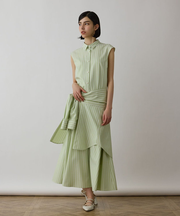 GRACE CONTINENTAL ストライプシャツワンピース グリーン