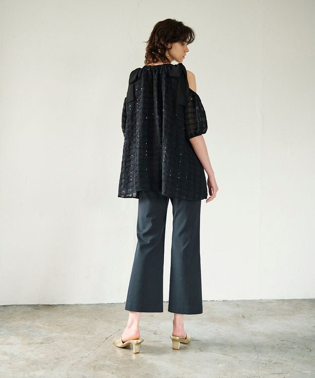 GRACE CONTINENTAL チュールフリルフレアトップ ブラック