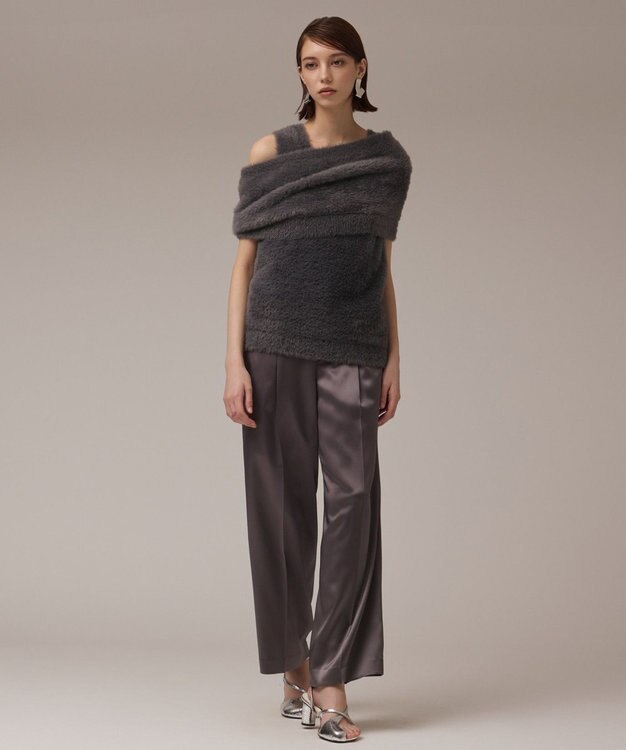 GRACE CONTINENTAL オフタートルニットトップ グレー