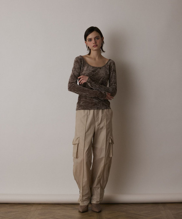 GRACE CONTINENTAL ナイロンジップカーゴパンツ ベージュ