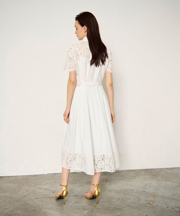 GRACE CONTINENTAL レースコンビタフタワンピース ホワイト