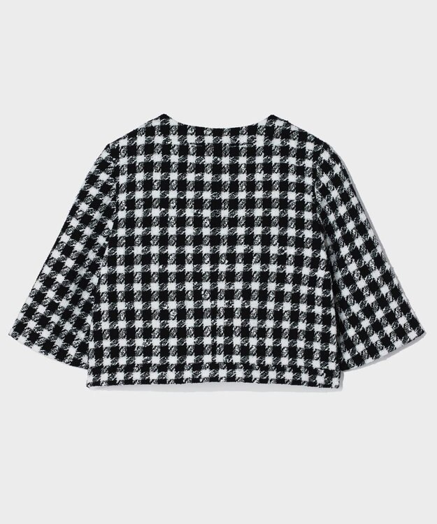 GRACE CONTINENTAL チェックツイードショートジャケット ブラック