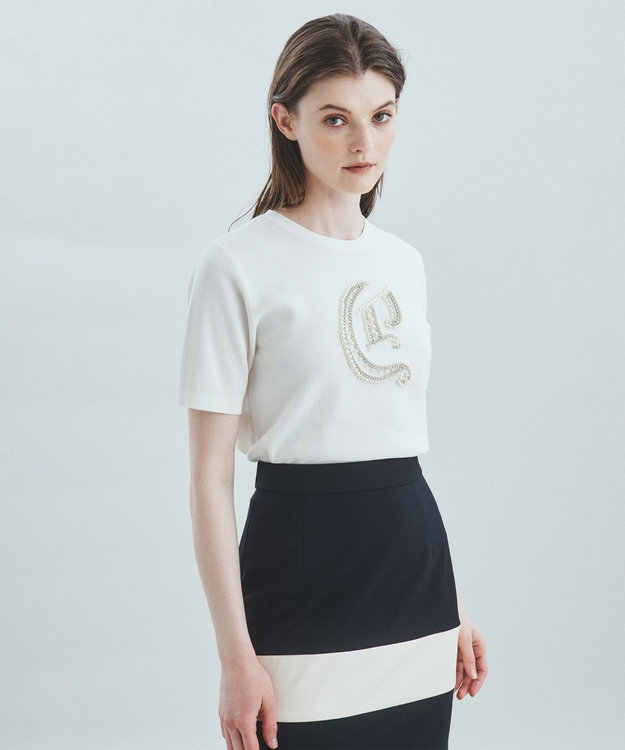 ビジューネックTシャツ　グレースコンチネンタル ビジューネックTシャツ / GRACE CONTINENTAL | GRACE
