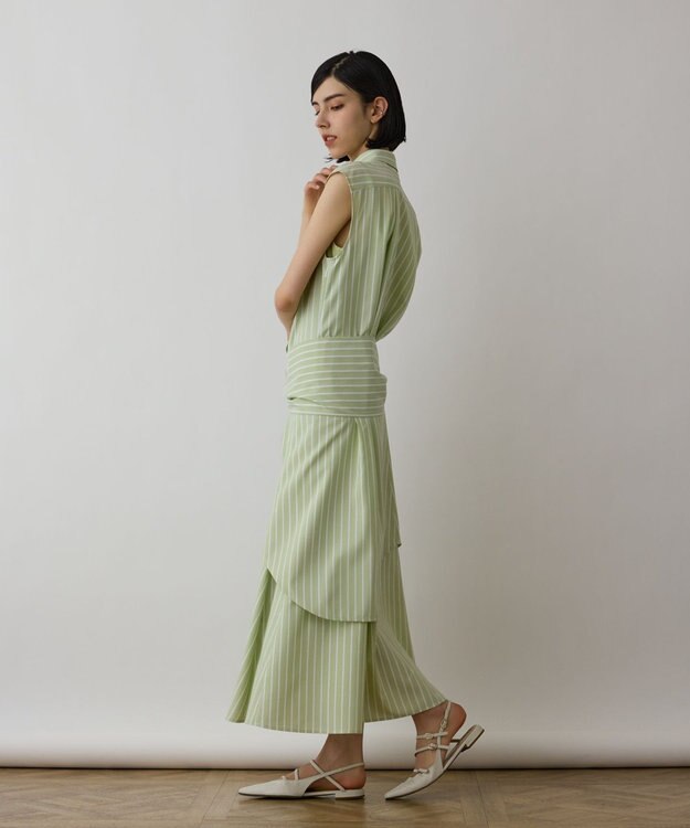 GRACE CONTINENTAL ストライプシャツワンピース グリーン