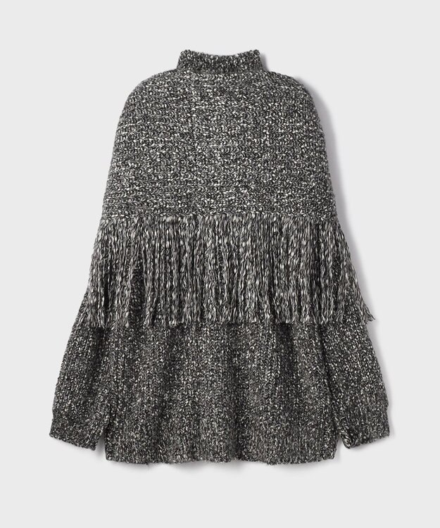 GRACE CONTINENTAL フリンジケープニットトップ ブラック