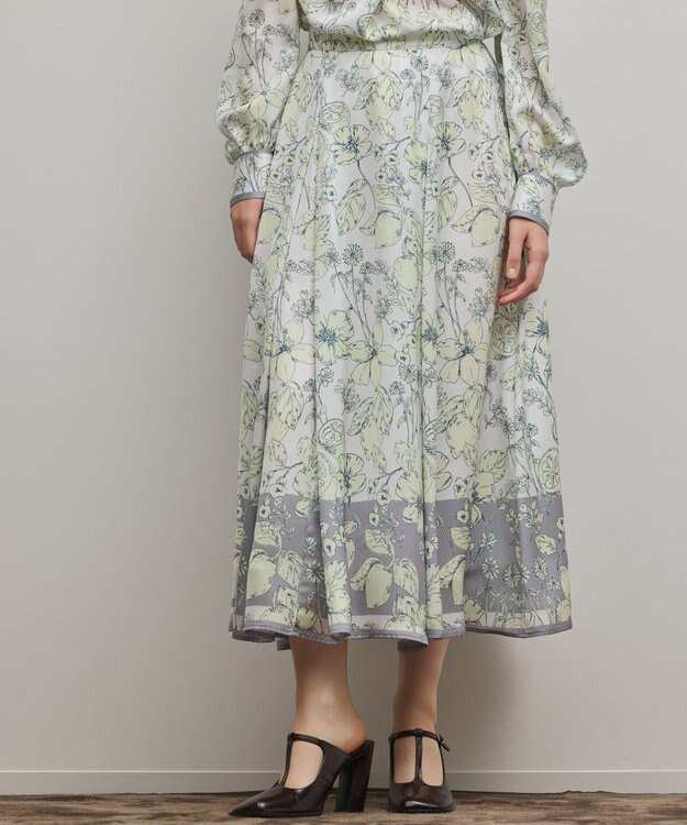 GRACE CONTINENTAL フルーツフラワープリントスカート イエロー