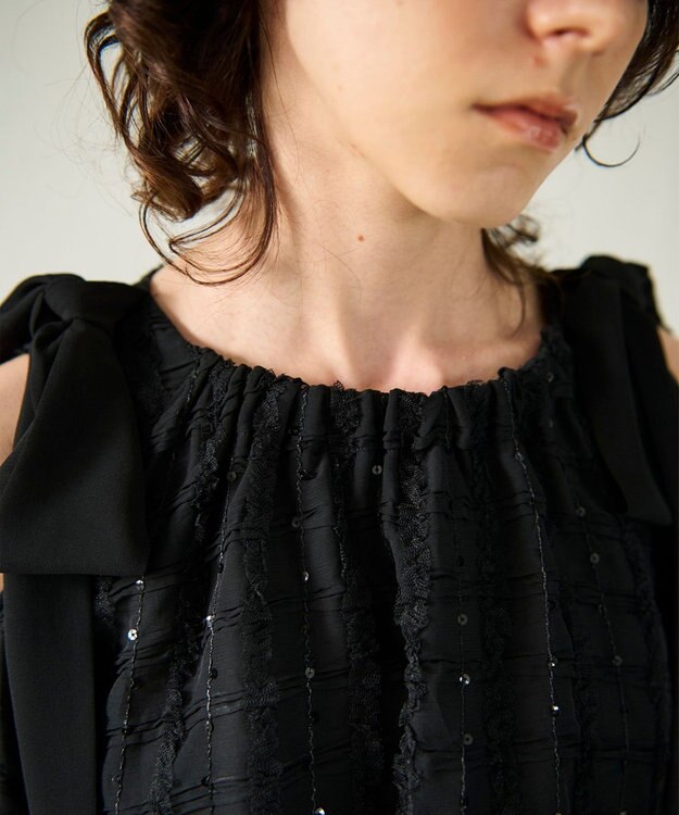 GRACE CONTINENTAL チュールフリルフレアトップ ブラック