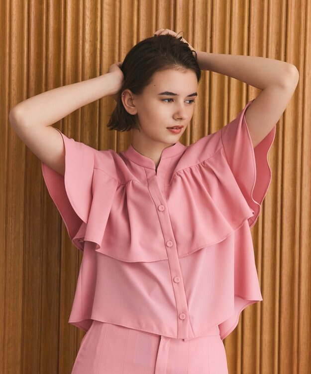 GRACE CONTINENTAL ラッフルレイヤードブラウス ピンク
