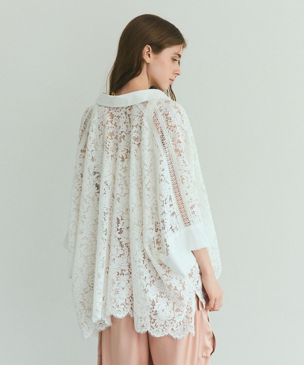 GRACE CONTINENTAL レースポンチョシャツ ホワイト