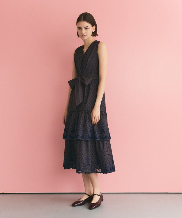 GRACE CONTINENTAL カットワークembドレス ブラウン