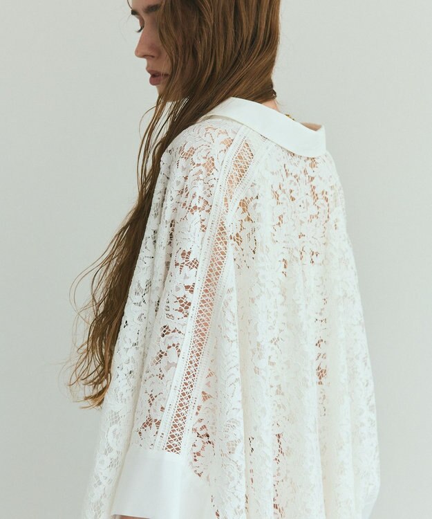 GRACE CONTINENTAL レースポンチョシャツ ホワイト