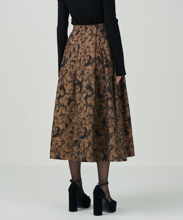 GRACE CONTINENTAL ジャガードタックスカート ブラウン