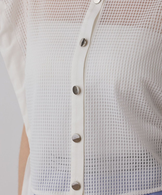 GRACE CONTINENTAL メッシュポンチョシャツ ホワイト