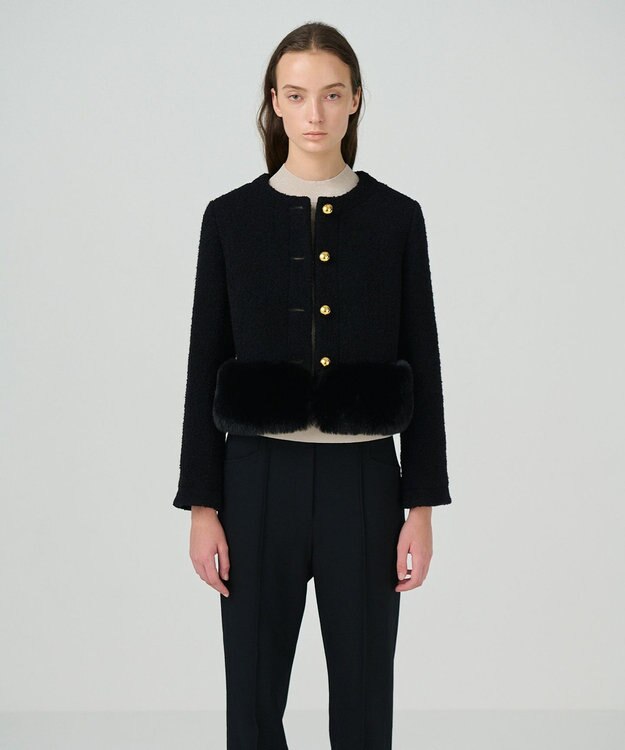 GRACE CONTINENTAL ツイードコンビジャケット ブラック