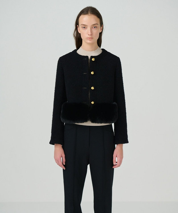 GRACE CONTINENTAL ツイードコンビジャケット ブラック