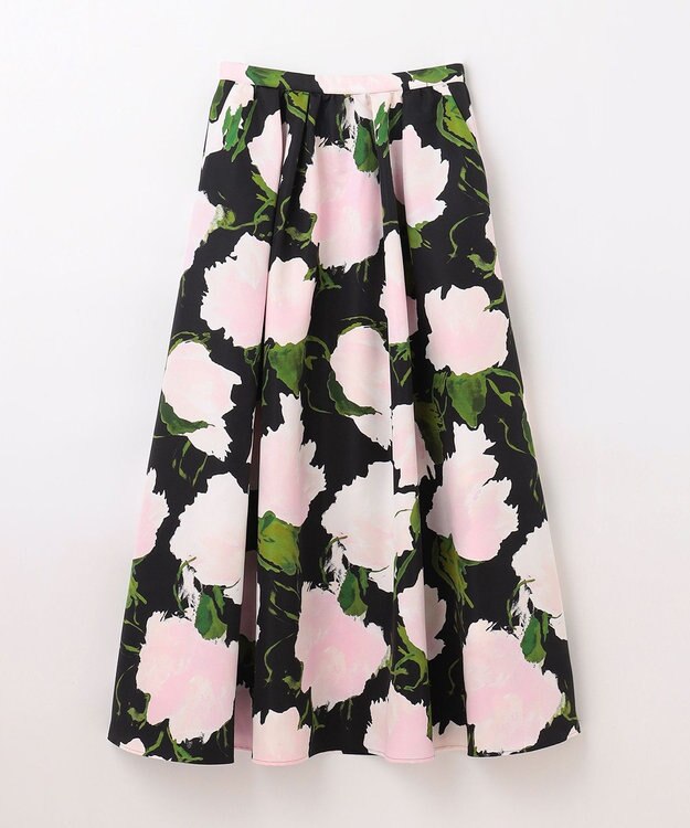 GRACE CONTINENTAL グログランボタニカルスカート ブラック