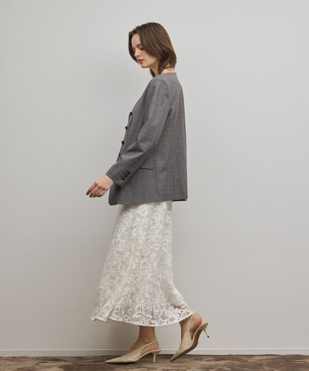 GRACE CONTINENTAL チュールレースロングワンピース ホワイト