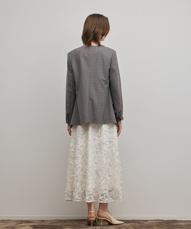 GRACE CONTINENTAL チュールレースロングワンピース ホワイト