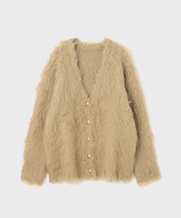 GRACE CONTINENTAL シャギーニットカーディガン カーキ