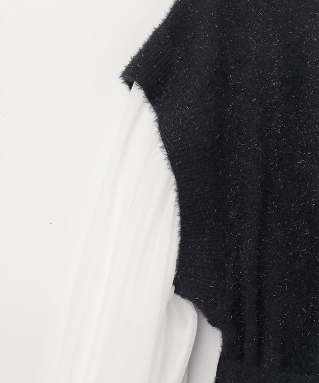 GRACE CONTINENTAL フェザーニットコンビトップ ブラック