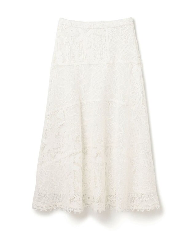 GRACE CONTINENTAL ケミカルレースパッチワークスカート ホワイト