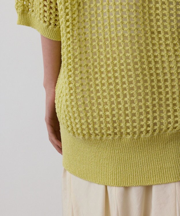 GRACE CONTINENTAL メッシュスキッパーニットカーディガン イエロー