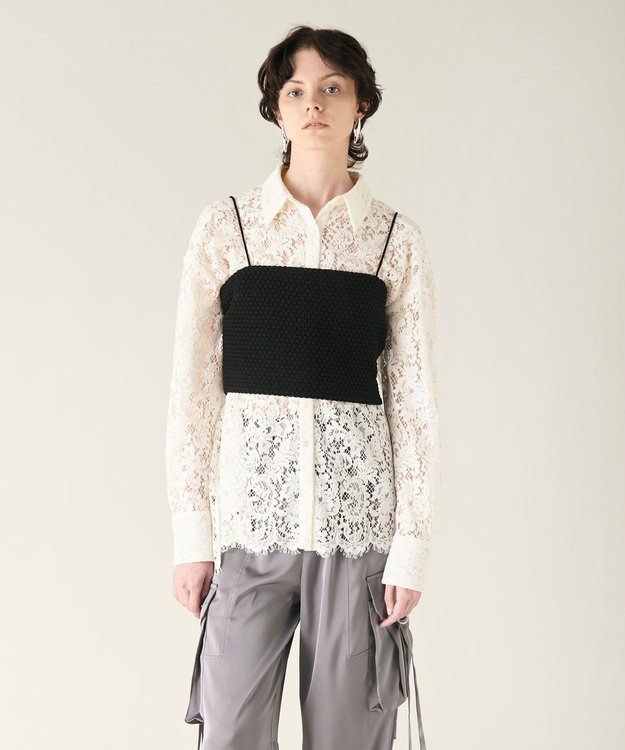 GRACE CONTINENTAL コードレースオーバーシャツ ホワイト