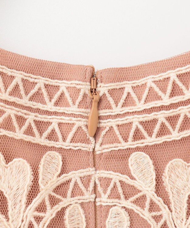 GRACE CONTINENTAL オーガン袖コード刺繍ドレス ピンク