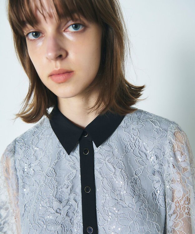 GRACE CONTINENTAL レーススパンコールワンピース グレー