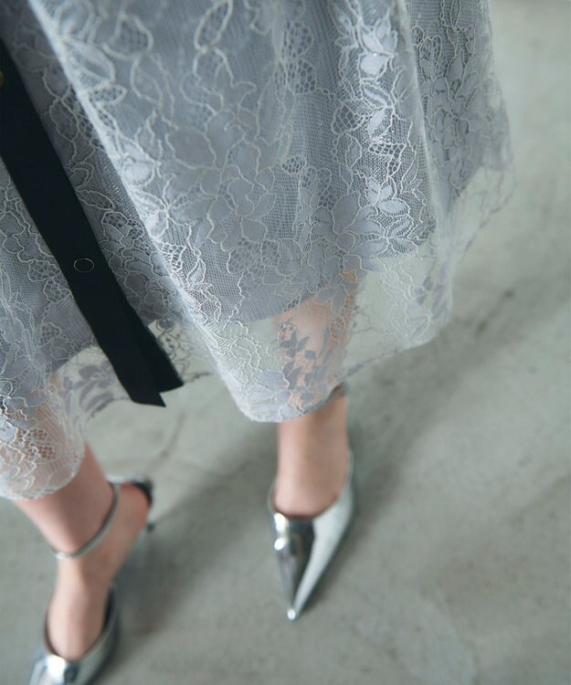 GRACE CONTINENTAL レーススパンコールワンピース グレー