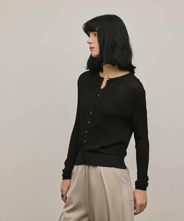 GRACE CONTINENTAL ハイゲージラメニットカーディガン ブラック