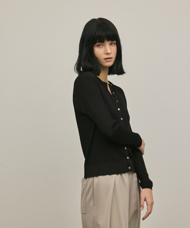 GRACE CONTINENTAL ハイゲージラメニットカーディガン ブラック