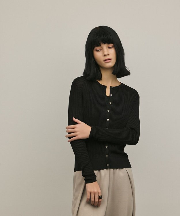 GRACE CONTINENTAL ハイゲージラメニットカーディガン ブラック