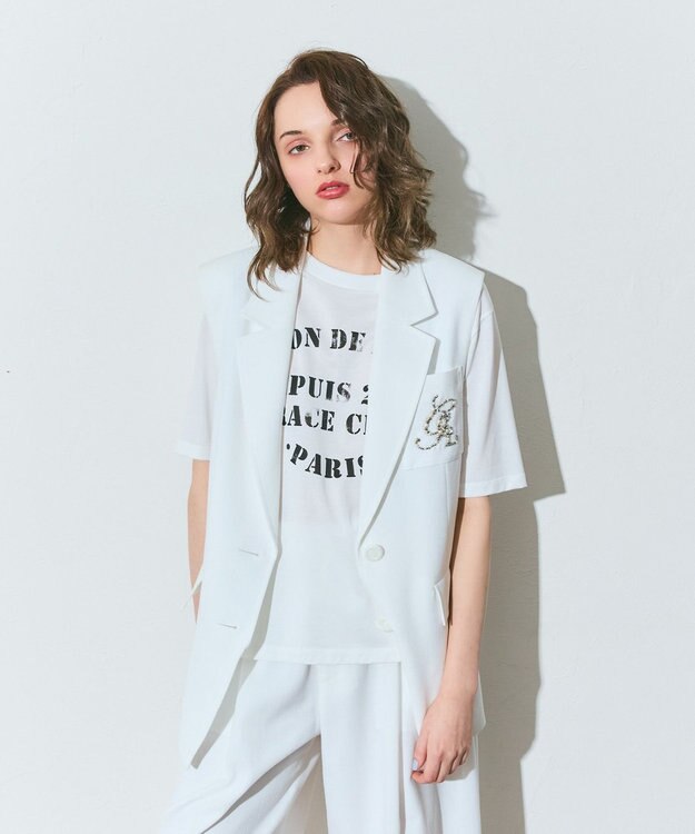 GRACE CONTINENTAL リネンタッチジレジャケット ホワイト