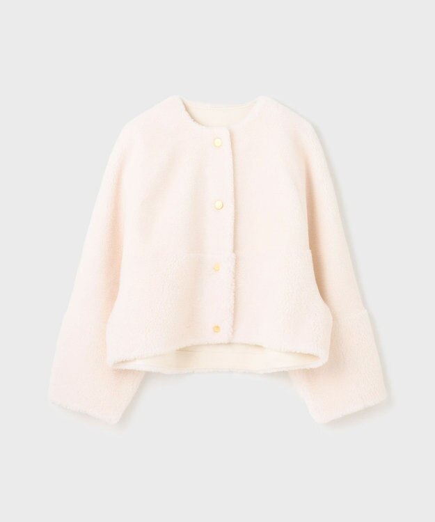 GRACE CONTINENTAL ノーカラーフェイクムートンジャケット キナリ