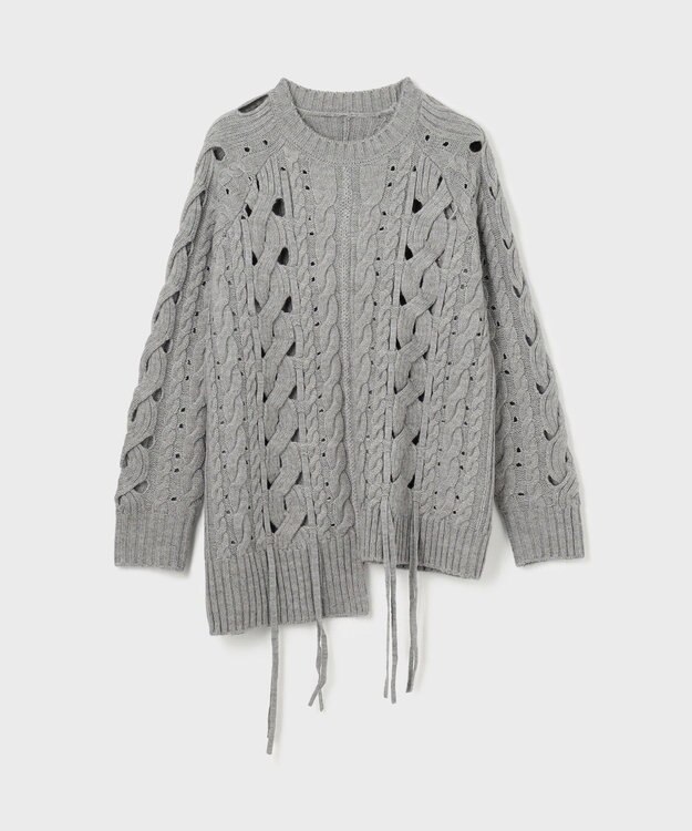 GRACE CONTINENTAL オーバーケーブルニットトップ グレー