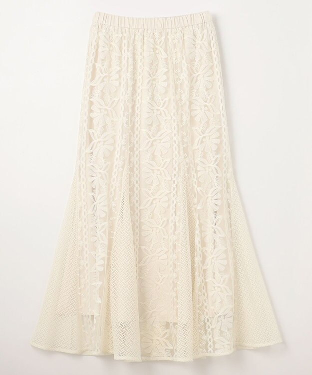 GRACE CONTINENTAL フレア刺繍スカート キナリ