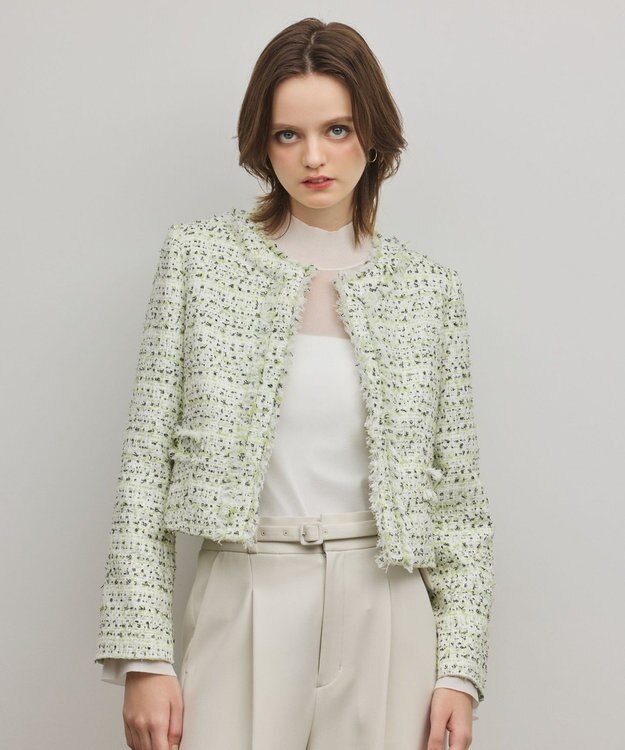 GRACE CONTINENTAL ミックスツイードジャケット イエロー