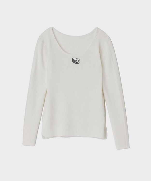 GRACE CONTINENTAL ロゴ刺繍リブトップ ホワイト