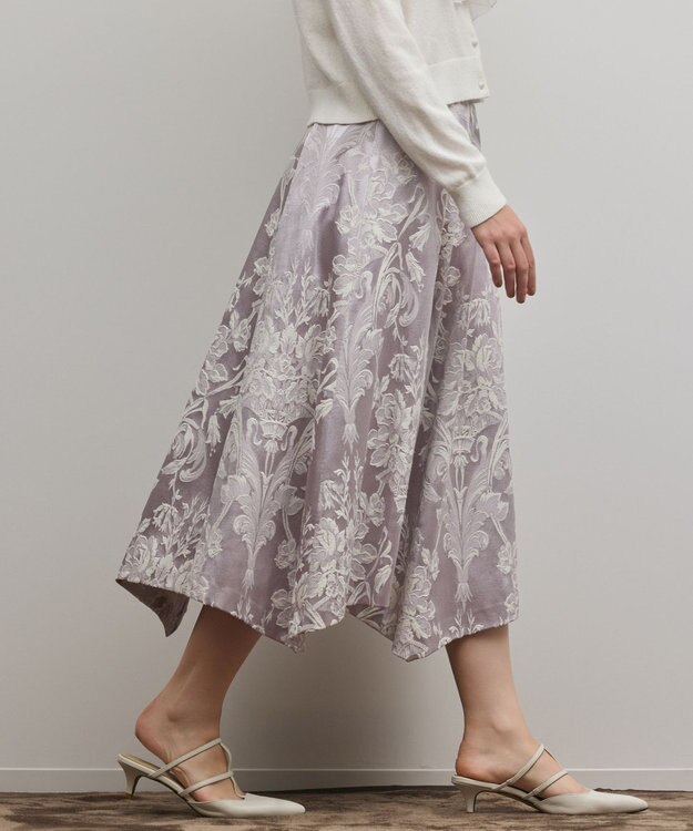 GRACE CONTINENTAL オーナメントジャガードハンカチヘムスカート ラベンダー