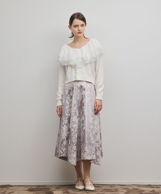 GRACE CONTINENTAL オーナメントジャガードハンカチヘムスカート ラベンダー